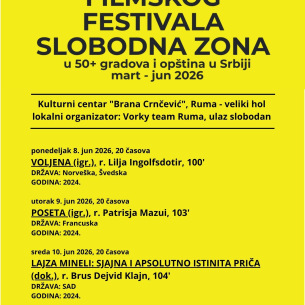 RUMAU ponedeljak, 8. juna Festival Slobodna zona