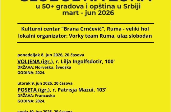 RUMAU ponedeljak, 8. juna Festival Slobodna zona