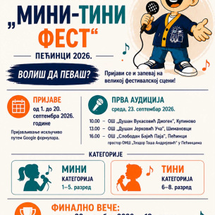KULTURNI CENTAR PEĆINCIPočele prijave za Mini-tini fest