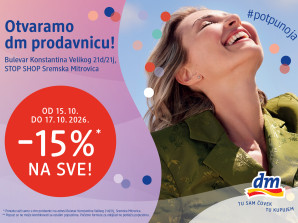 SREMSKA MITROVICAUz pogodnosti za kupce i donaciju od 500.000 dinara, dm ponovo otvara prodavnicu u Sremskoj Mitrovici